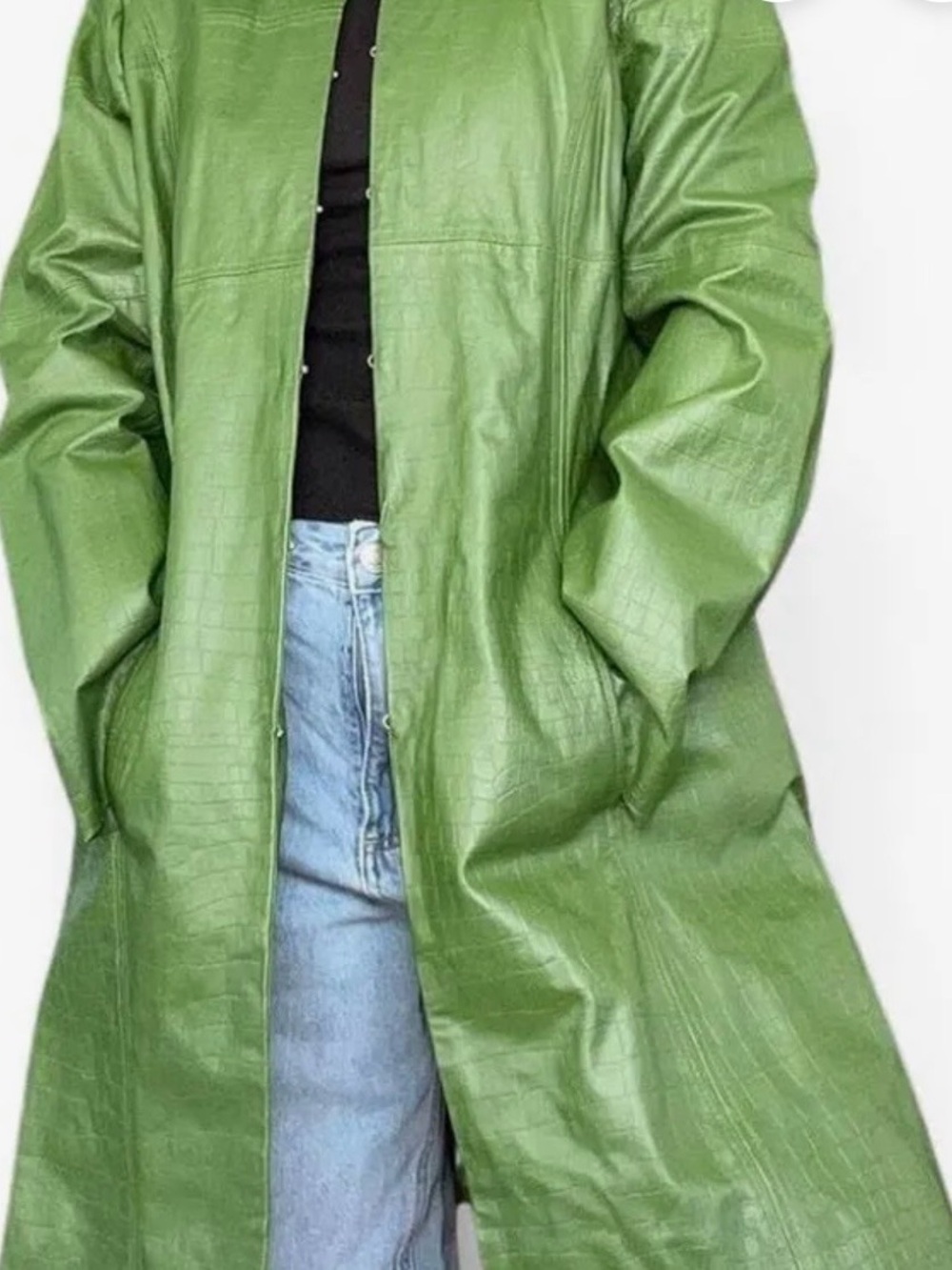 Vintage Bradley Bayou genuine green leather trench coat